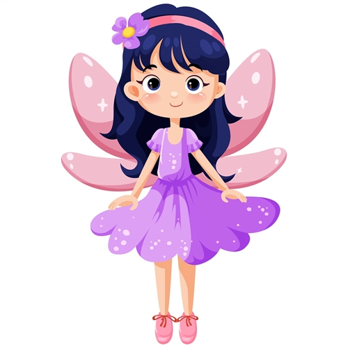 Purple Dress Fairy with Pink Wings Transparent Sticker